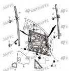 Направляющие стекол передней двери и уголок зеркала